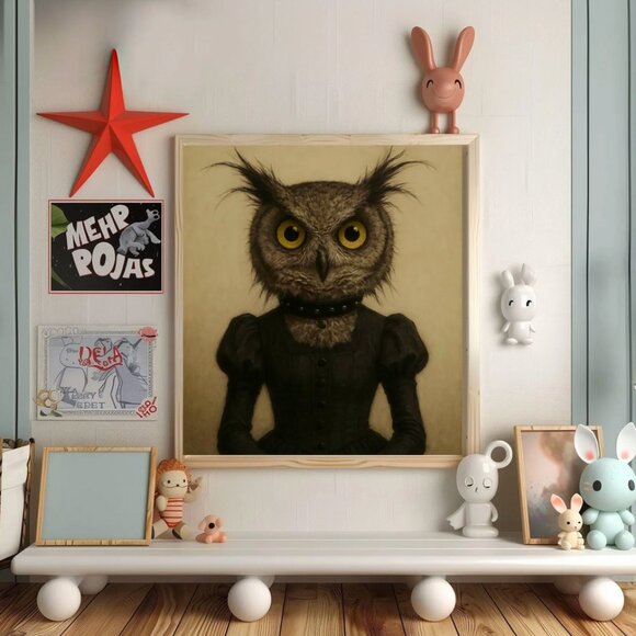 Original Victorian Owl Art Print + Digital Copy - Picture 6 of 10